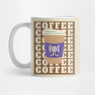 Elephant coffee and coffee text on brown background Mug